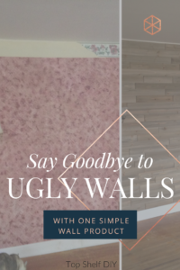 Don't waste hours scraping ugly wallpaper off the wall! Cover it up with one easy product. #plankwall #diy