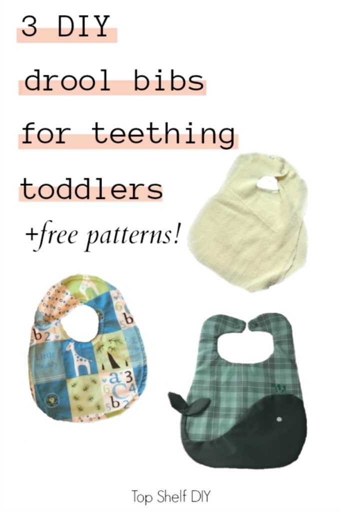 Have a teething toddler and need a drool bib ASAP? Follow this simple tutorial for three different customized, durable options for the beginner sewer. #bibtutorial #bibpattern #easysewing