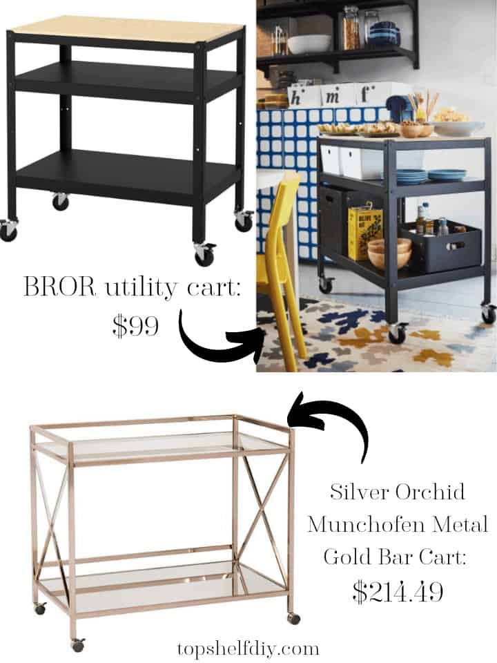 The BROR utility cart presents another bar cart hack option. You don't need to spend a fortune to score a sexy bar cart for your home needs. Stay safe and crack open the bubbly at home utilizing one of these 17 inexpensive IKEA cart options. 