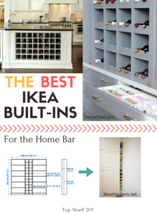 Looking to build a bar in your home? Consider mixing and matching IKEA shelving options!
