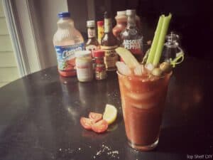 Get ready for the yummiest, easiest DIY Bloody Mary Recipe! Pin for your next Sunday brunch!