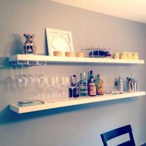 No room for a built-in bar? Take things to the next level with built-in Ikea Shelving