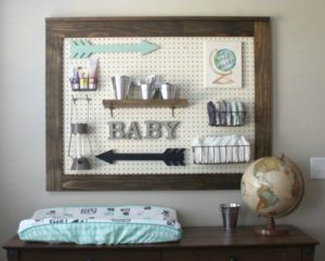 peg board idea: another inexpensive decor option for your nursery