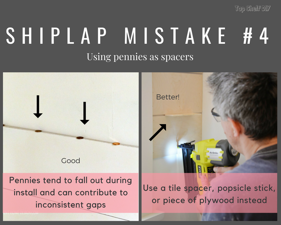 DIY home improvement: make sure your faux shiplap has consistent gaps. #diytipsandtricks