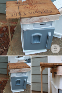 Upgrade your Fisher Price Children's Kitchen with a drop leaf addition! This one is made from an old wine crate.