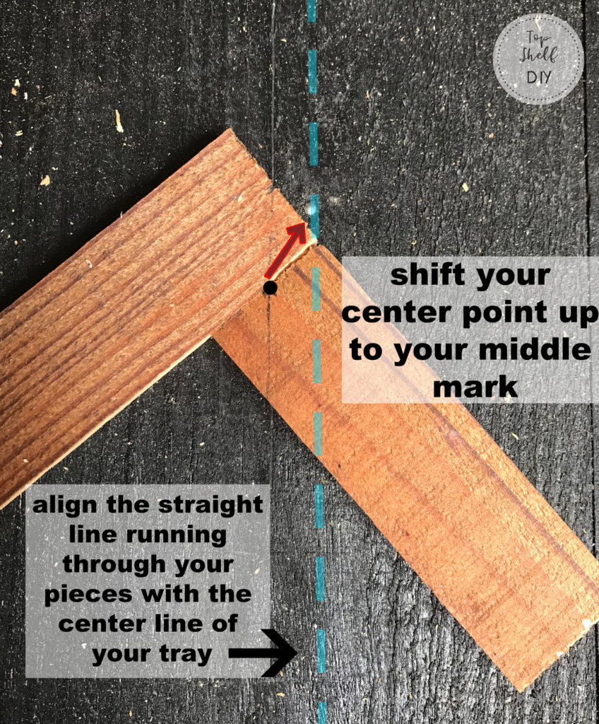 DIY Tips and Tricks: how to start your herringbone pattern. Crucial to get the first two pieces lined up perfectly on your center point and center line! #herringbonediy