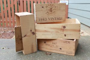 The starting point for 6 different wine crate repurposed projects
