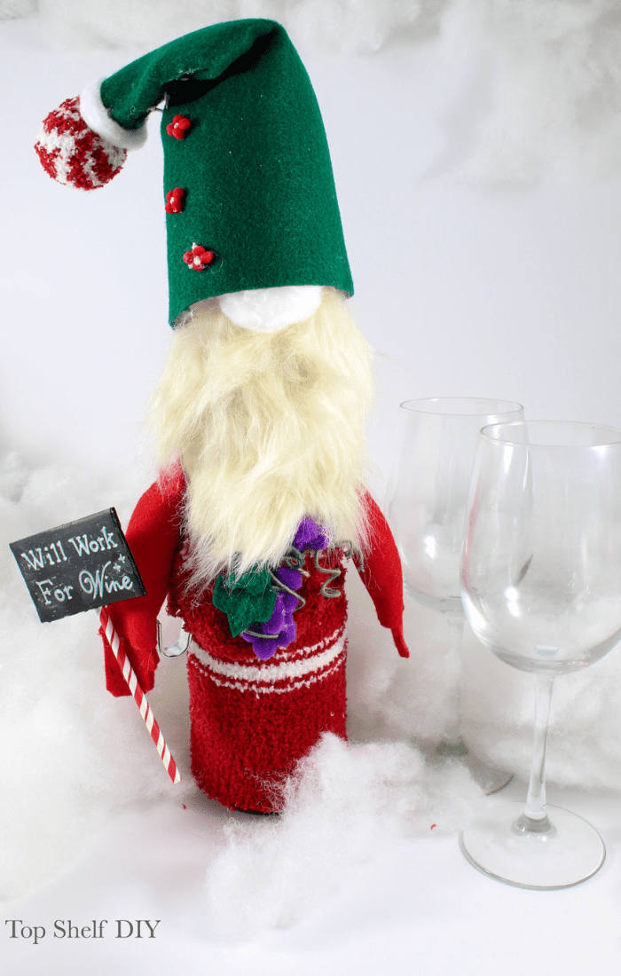 2020 is The Year of the Gnome. Learn how to make these adorable wine topper gnomes and bring the Swiss Alps right to your kitchen! #diygnomes #winegnomes