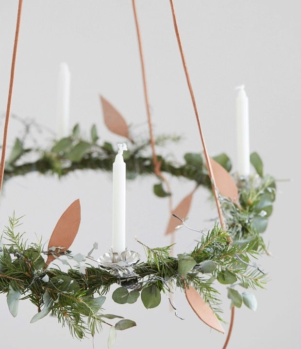 Scandinavian chandelier with a minimalist vibe to decorate for Christmas. Courtesy of Chalk & Moss. 