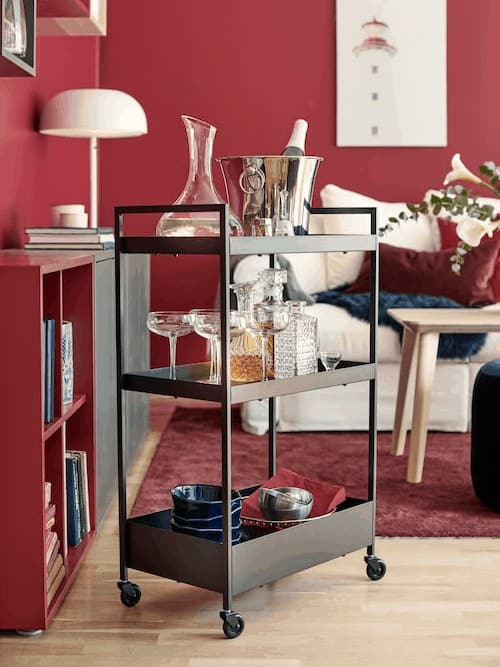 The Ikea NISSAFORS. Mobile shelving is another great way to keep things organized in your house. 