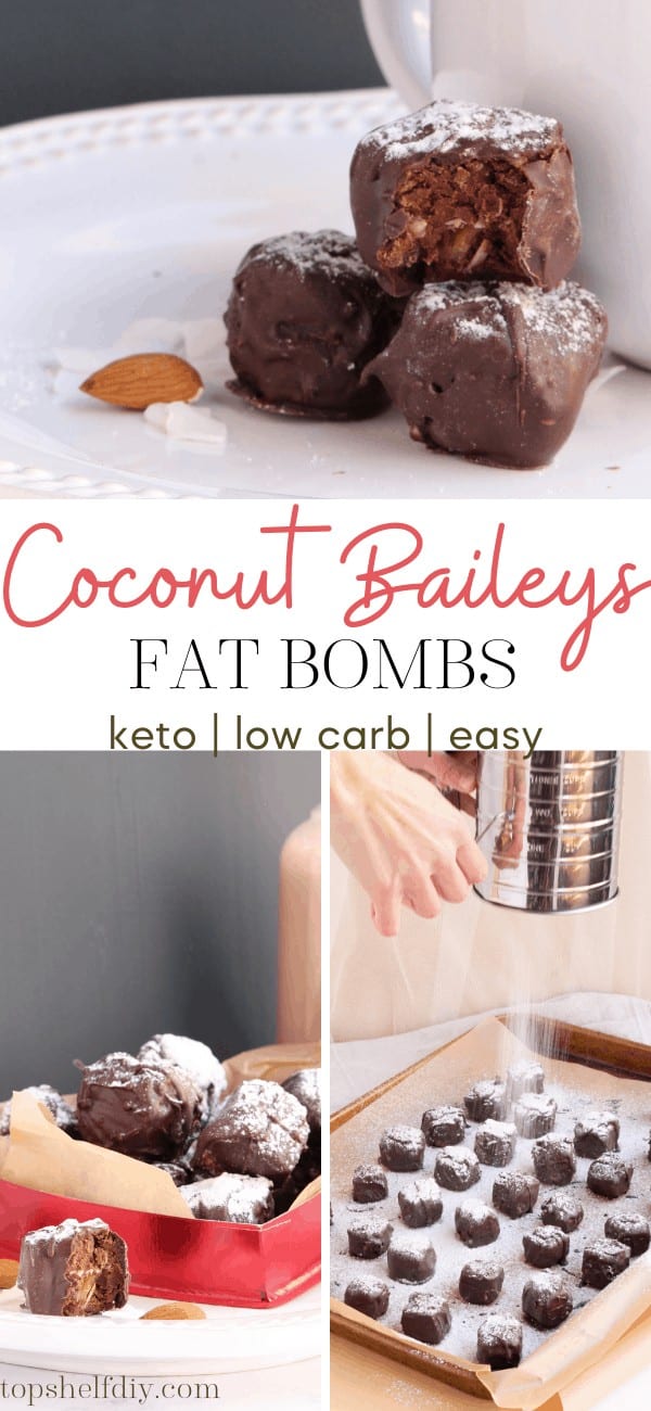 Fat bombs: a sweet Valentine's Day treat and a delicious combination of flavor, utilizing 90% fat in its composition. The basic building blocks are simple and lead to endless combinations. Choose your favorites, combine as a no-bake mixture kept cold in the fridge. And enjoy. #ketofatbombs #fatbombinfographic #baileyscoconutbomb