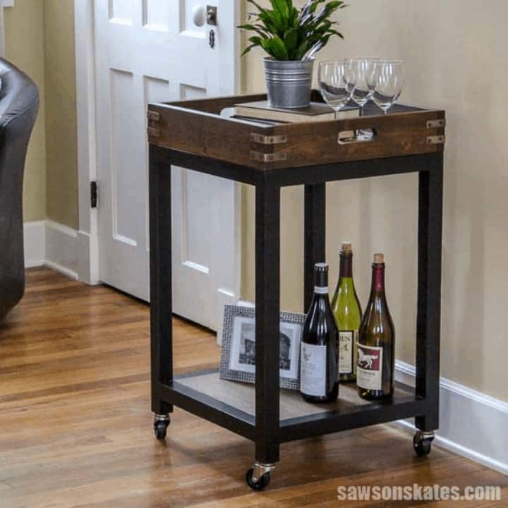 A bar cart with a removable top tray by Saws on Skates. Modern, industrial, outdoor, indoor -- we've got every style covered in this roundup of 35 bar carts. Each DIY Bar Cart is built from scratch and is mounted on wheels!