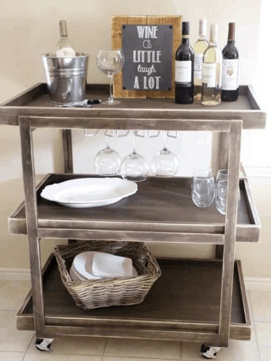A bar cart made from an old bookshelf. Modern, industrial, outdoor, indoor -- we've got every style covered in this roundup of 35 bar carts. Each DIY Bar Cart is built from scratch and is mounted on wheels!