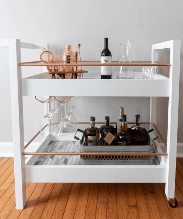 Building your own bar cart isn't difficult once you have a little inspiration. Modern, industrial, outdoor, indoor -- we've got every style covered in this roundup of 35 bar carts. Each DIY Bar Cart is built from scratch and is mounted on wheels!