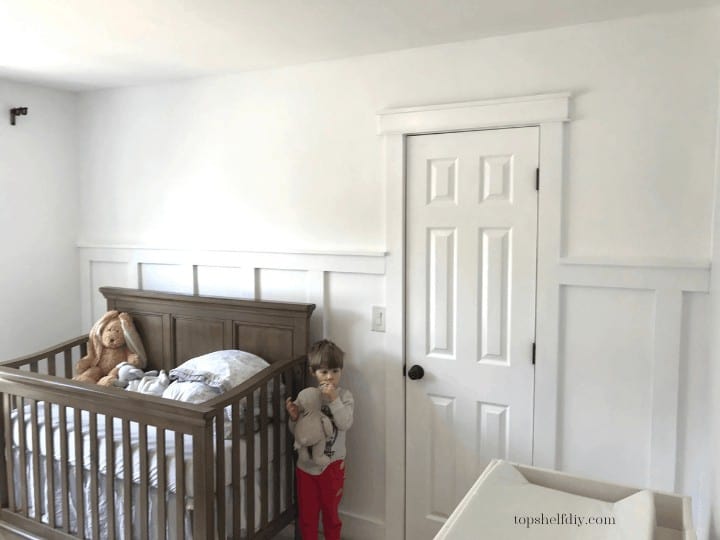 My second son's nursery transformation was simple: one feature wall and a can of white paint for the rest. Throw in some custom curtains and you've got yourself a winner. Get all the details here. 