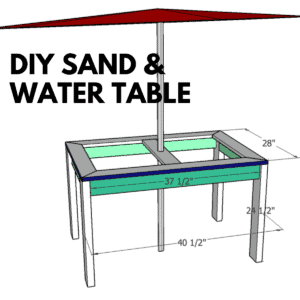 Keep your kids busy this summer with this convertible water and sand table! Great for sensory bins. Get your free plans here! #sensorybins #quarantinehacks #waterandsandtable #projectmaniamommies