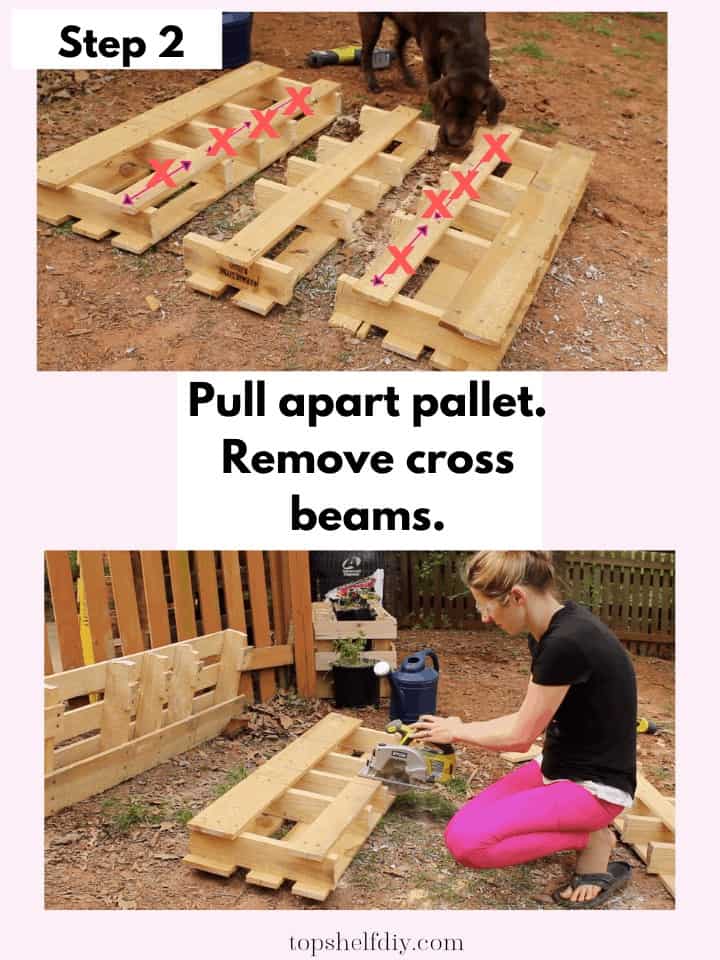 The tools you need to break down a pallet so you can quickly make a planter box. Plant strawberries, herbs, vegetables, etc in these boxes made from salvaged pallet wood. #palletwood