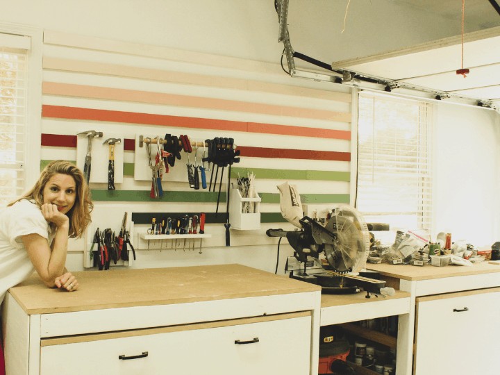Erin Devine from Top Shelf DIY built in miter saw station. Getting to know your miter saw. Miter saw 101 and everything you need to know about its capabilities in the workshop.