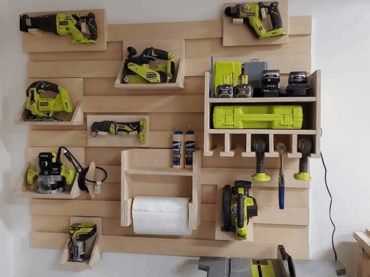 French cleat system custom made for Ryobi tool set. 