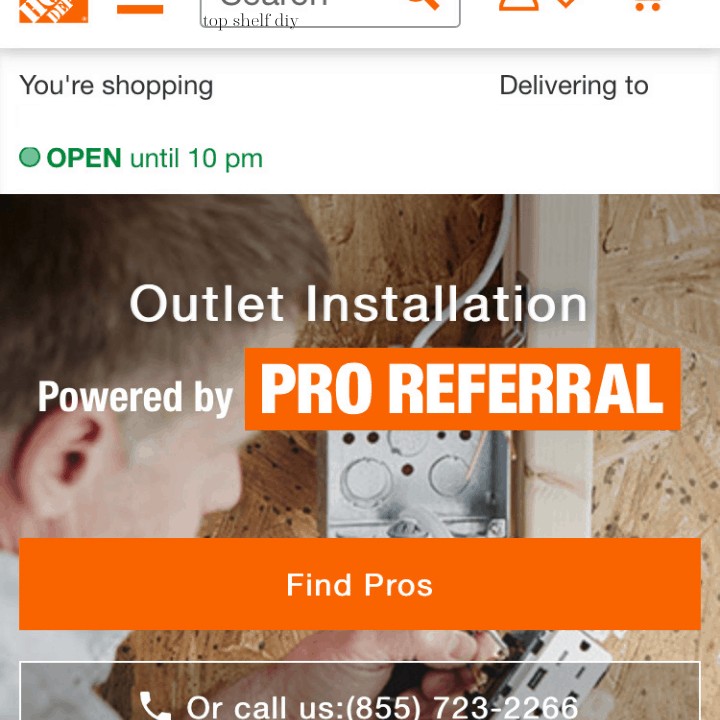 Using the Home Depot Pro referral marketplace to outsource an electrician for our fireplace makeover. 