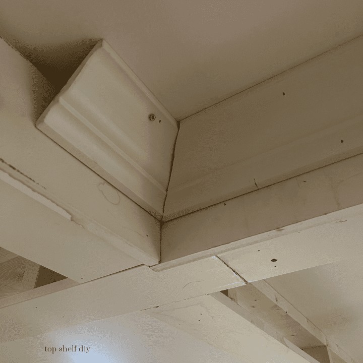 How to install crown molding on a coffered ceiling. Cope your inside corners, going from left to right. Here's how to map, build, and finish coffered ceilings with custom trim. Total cost breakdown and timeline. #cofferedceiling #diycofferedceiling #livingroomrenovation