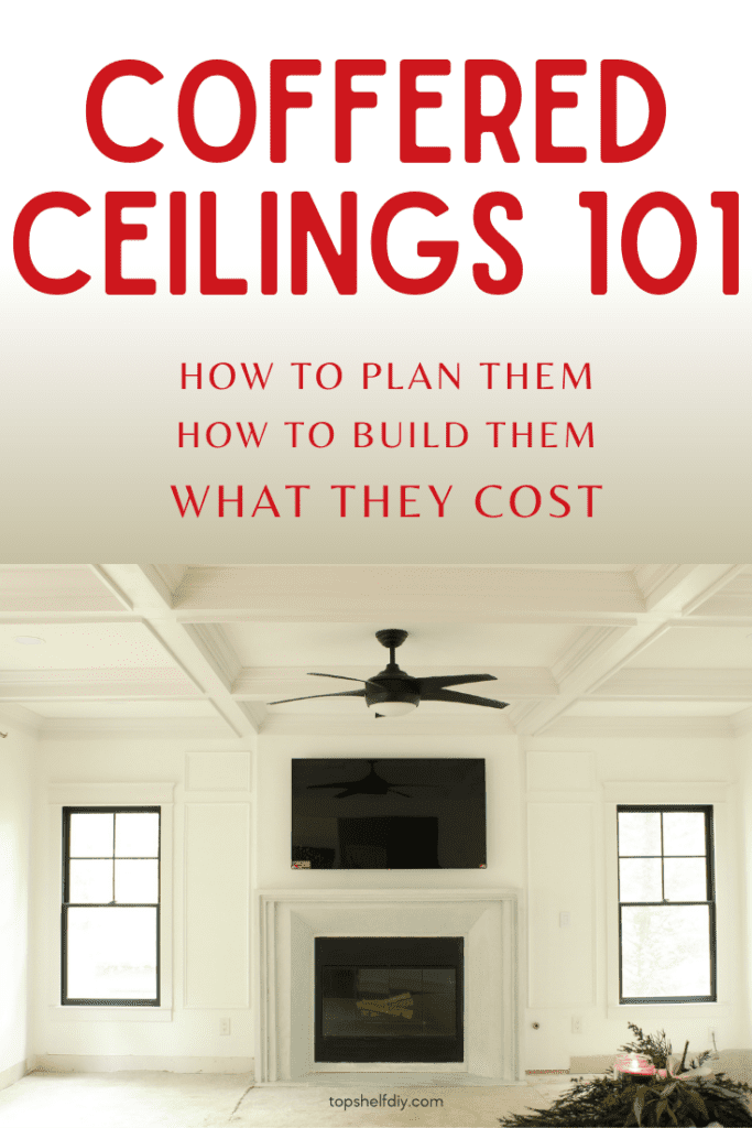 Coffered ceilings aren't as difficult to install as you'd think. Here's how to map them, install them, and finish them with custom trim. Total cost breakdown and timeline. #cofferedceiling #diycofferedceiling #livingroomrenovation