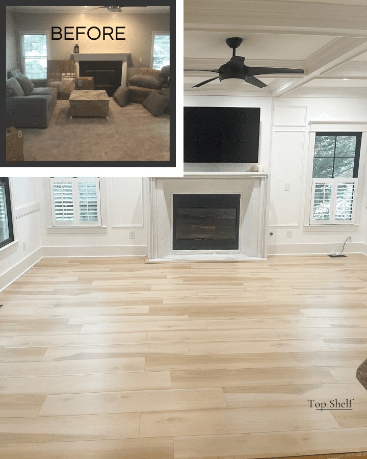Tips and tricks for installing luxury vinyl plank in your home. Which corner to start, how to space them, how to click them together, and more. It significantly brightened up our space and left our living room smelling fresher!