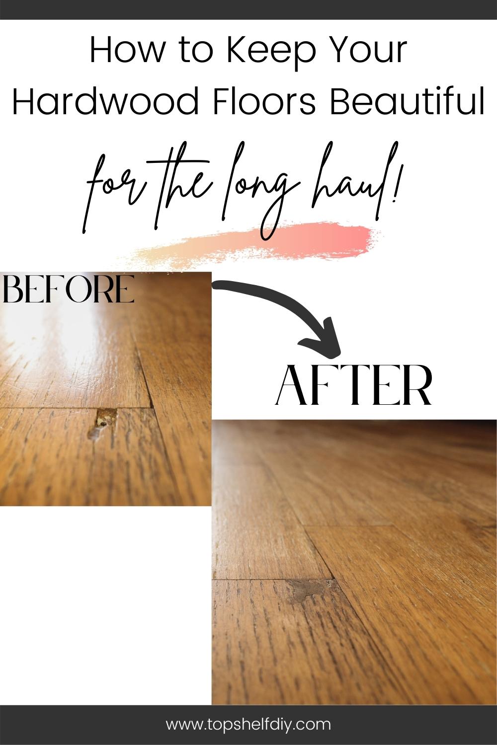 Oops you did it again. Left a big dent in your hardwood floors, that is. Here's how to patch holes, refinish your floors, and maintain the beauty of a natural wood surface for many years to come. #hardwoodfloors #flooring #hardwoodmaintenance